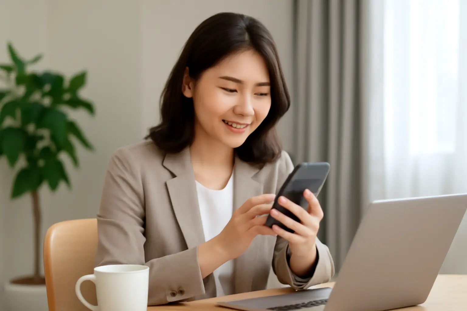 華の会のメッセージを読む女性